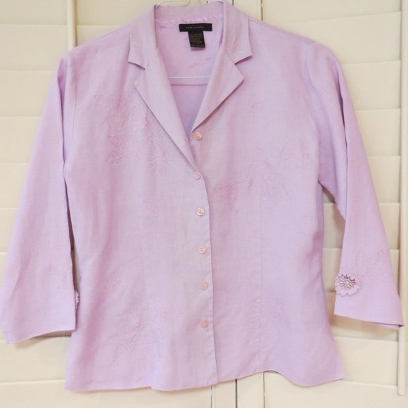 Anne Carson Lavender LINEN Blazer Jacket, Lined Size Small - Picture 5 of 5